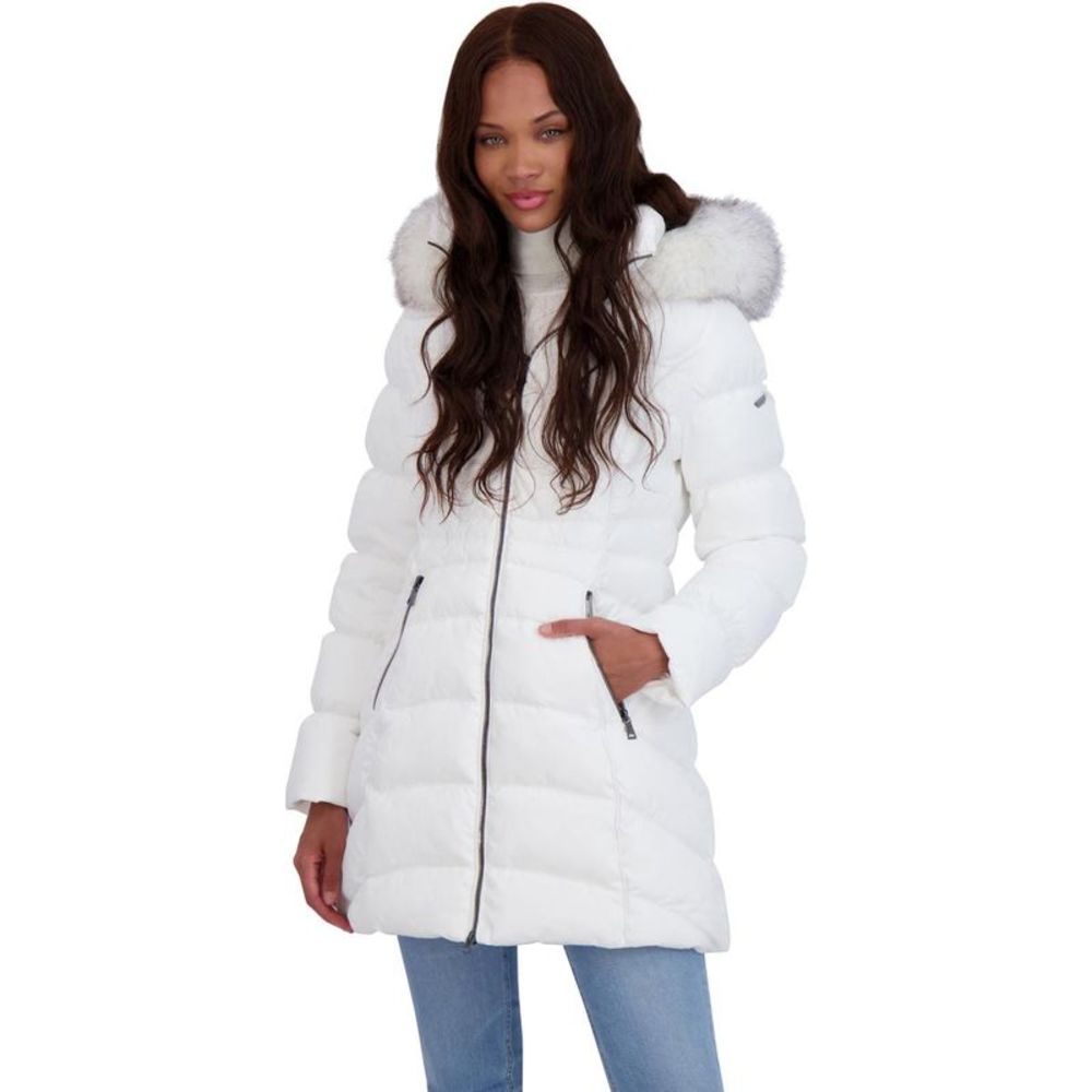 Laundry by Shelli Segal Women’s Quilted Faux Fur Trim Mid-Length Puffer Coat NWT